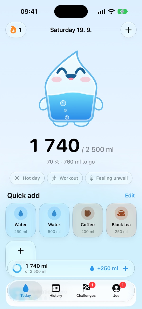 Drink as Joe – obrazovka Dnes, Joe naplněný ze 70 %